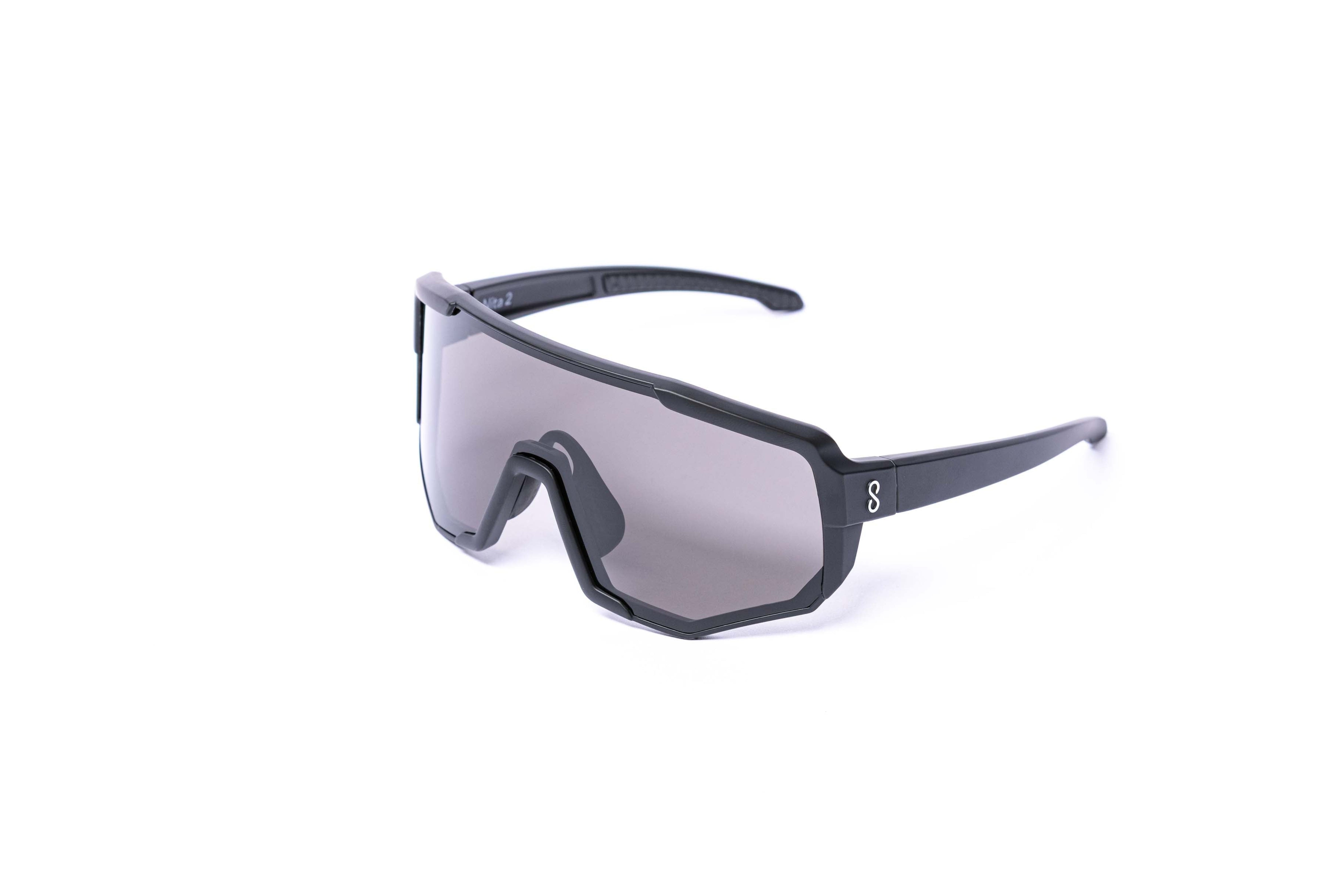 Coast Optics Mountain Bike Glasses Sunglasses with a black frame and black-tinted lenses on a white background