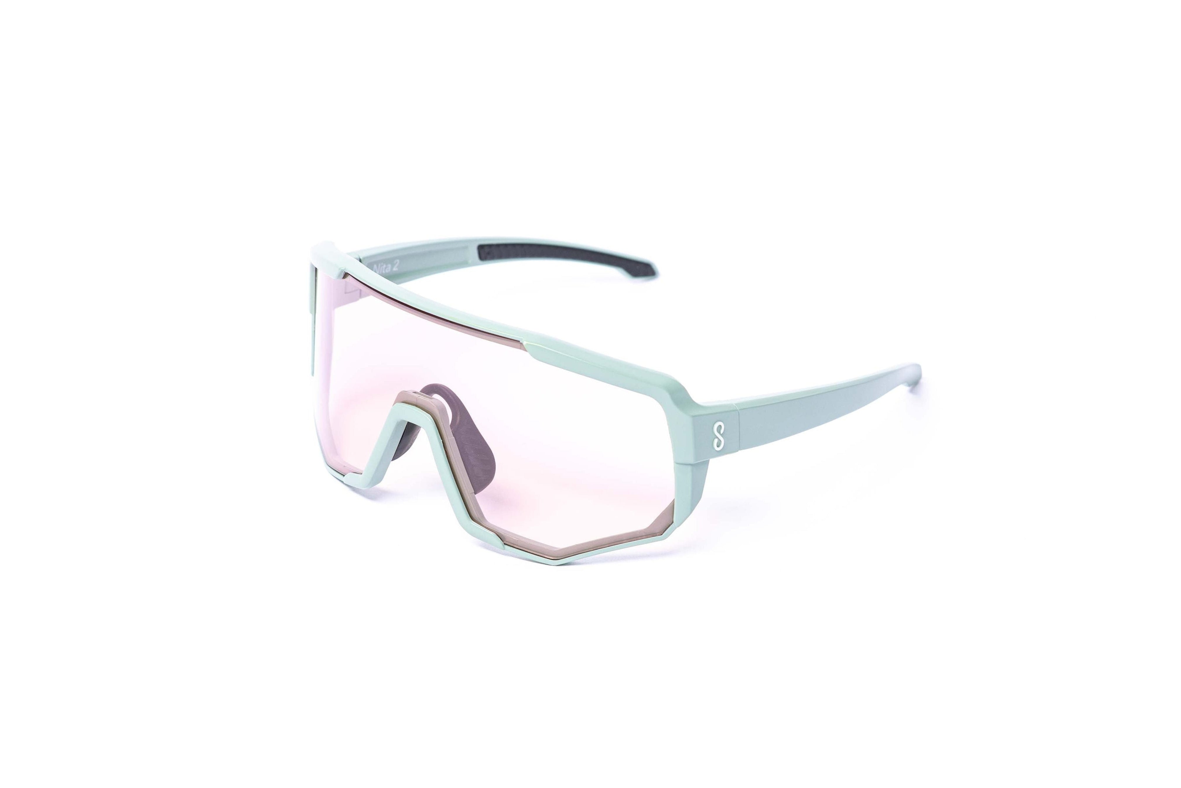 Coast Optics Nita 2 MTB riding glasses in green / blue frame with interchangeable lens, designed for trail and enduro riders.