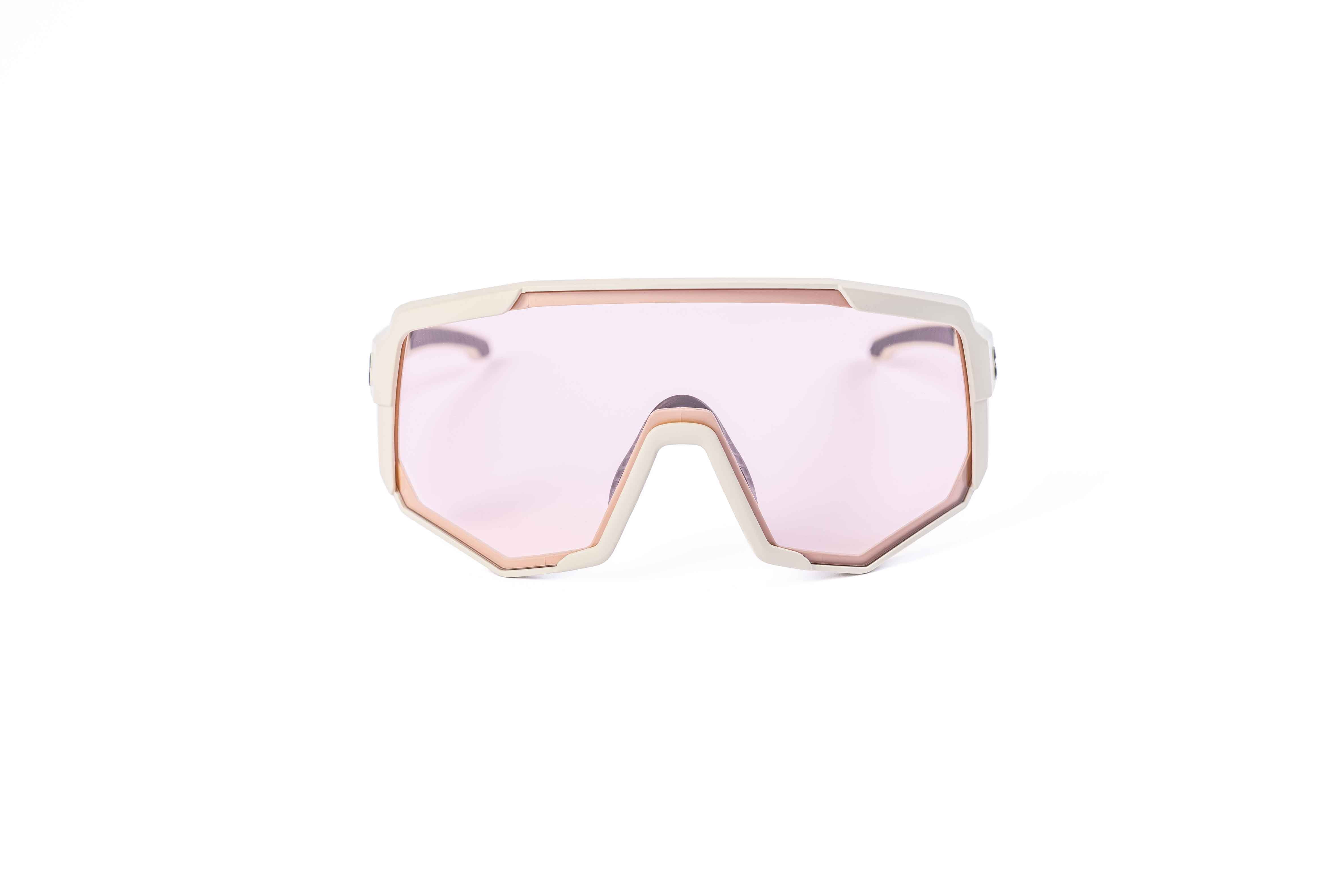 Coast Optics Nita XL MTB riding glasses in beige off-white frame with interchangeable lens, designed for trail and enduro riders.