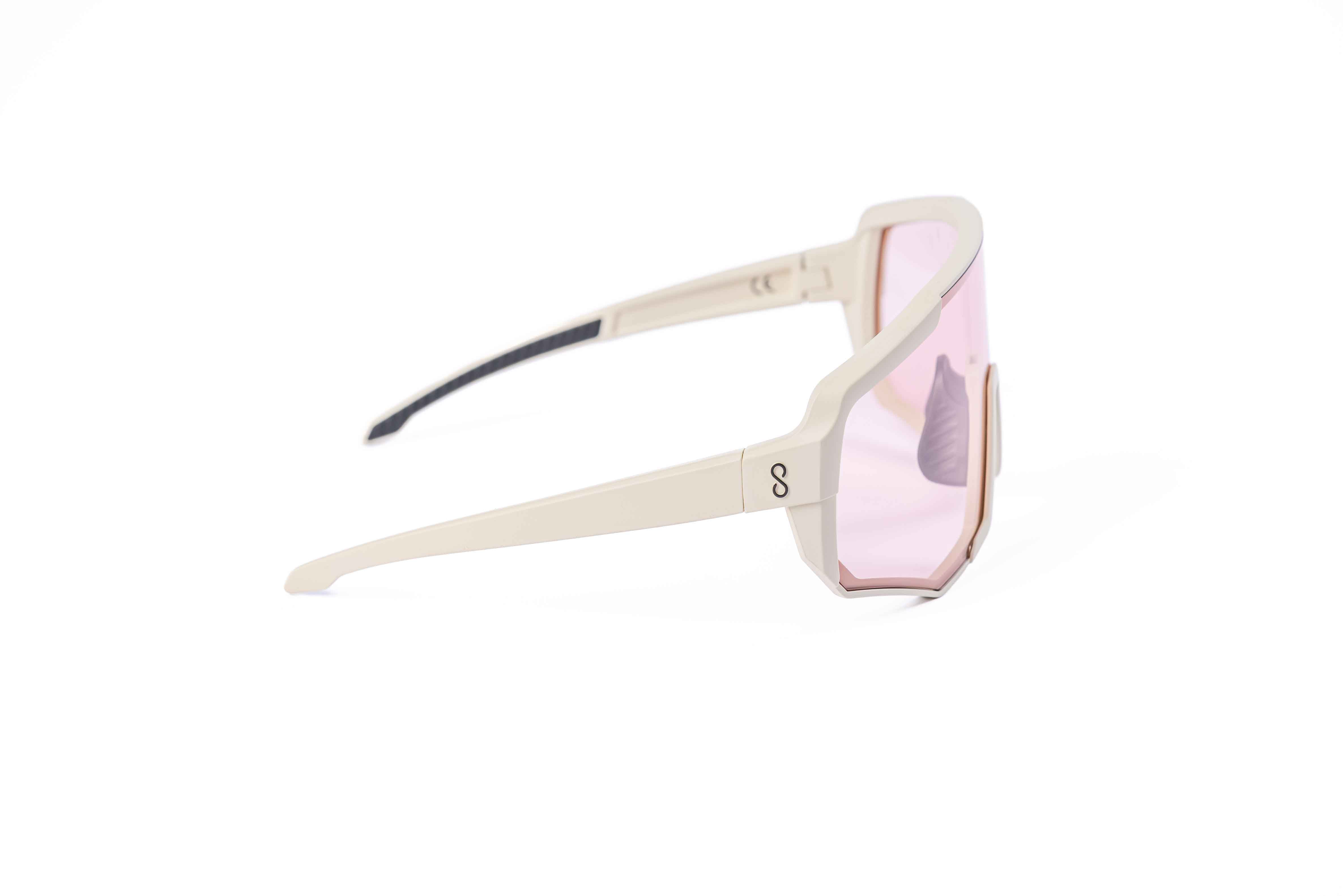 Coast Optics Nita XL MTB riding glasses in beige off-white frame with interchangeable lens, designed for trail and enduro riders.